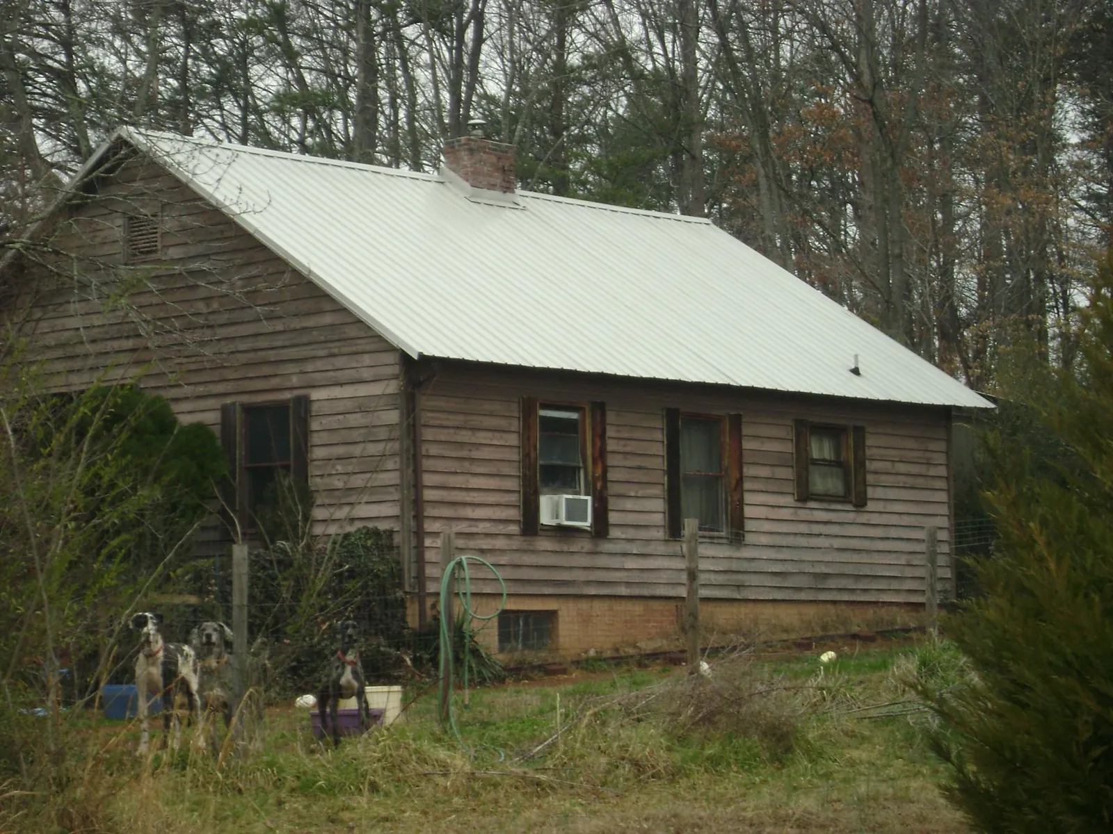 White metal roof on an old wood sided farmhouse, from a Metal Roof Installation job in High Springs